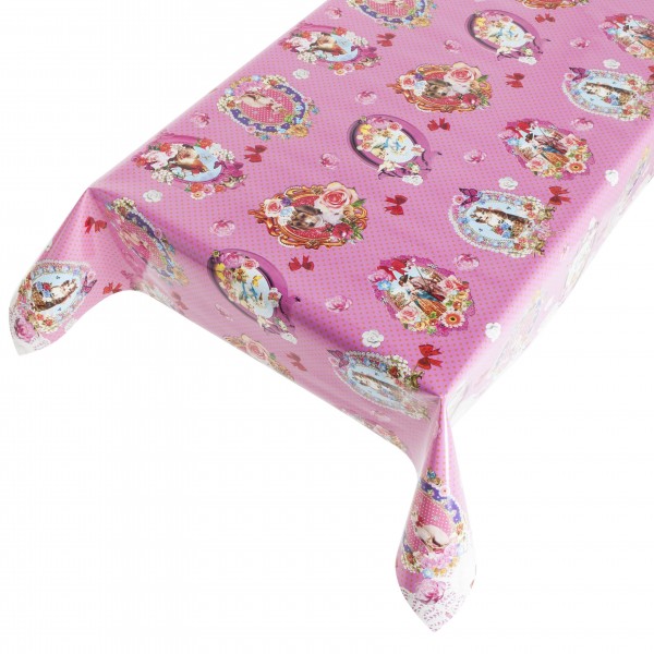 Wachstuch Tischdecke, Motiv "Oblaten & Glanzbilder, pink"