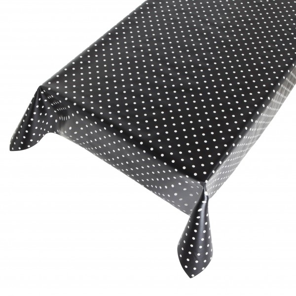 Wachstuchtischdecke, "Weiße Punkte, schwarz"