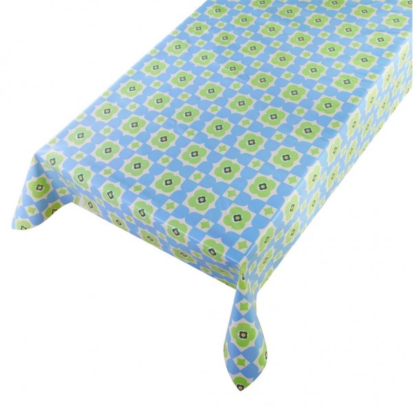 Wachstischdecke, "Retro Flower Blue"